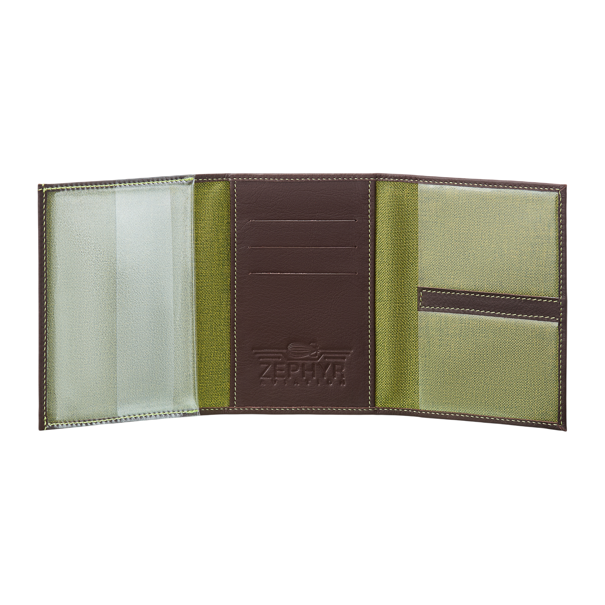 Leather: Standard, Color: Amelia Brown, Stitching: Green, Open