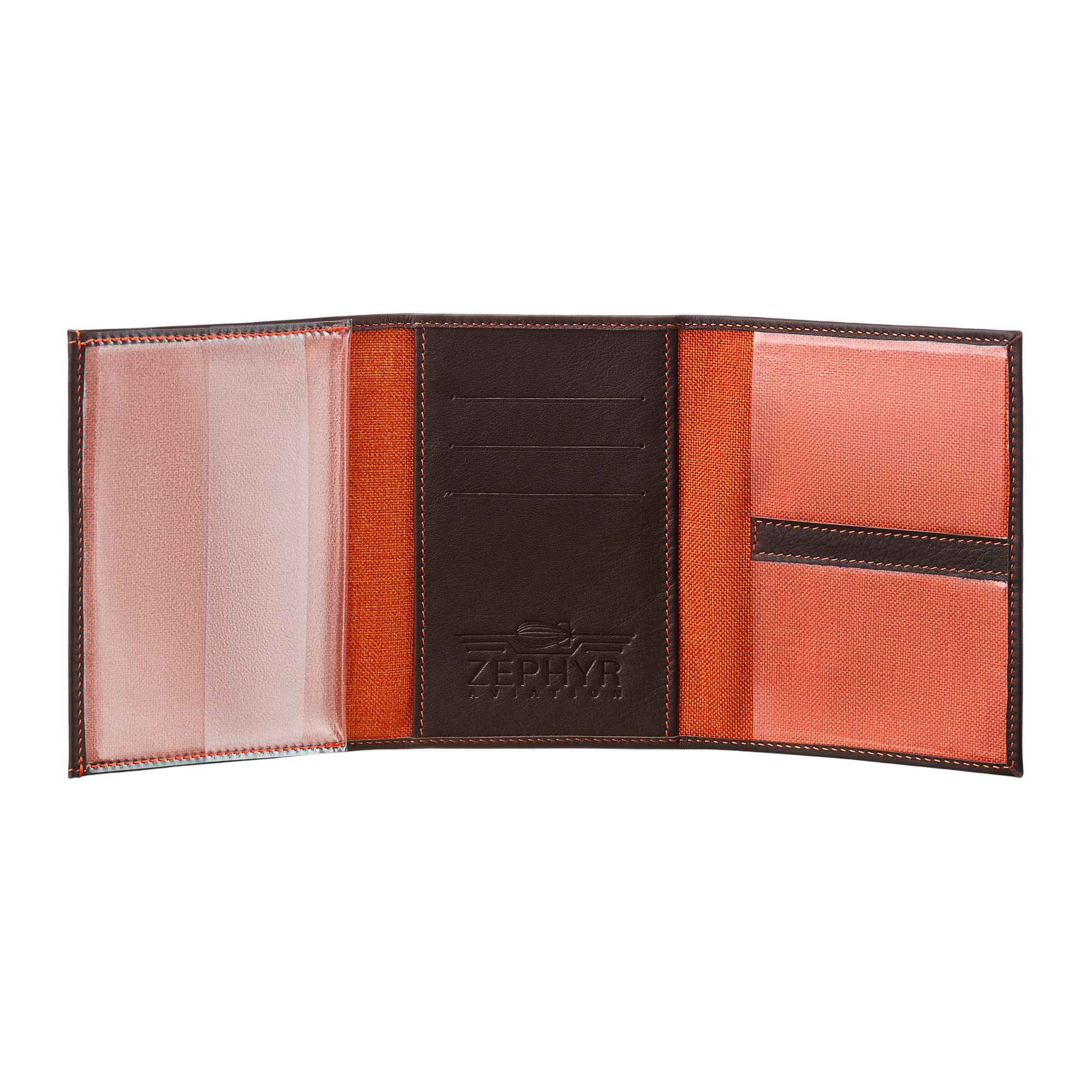 Leather: Standard, Color: Amelia Brown, Stitching: Orange, Open