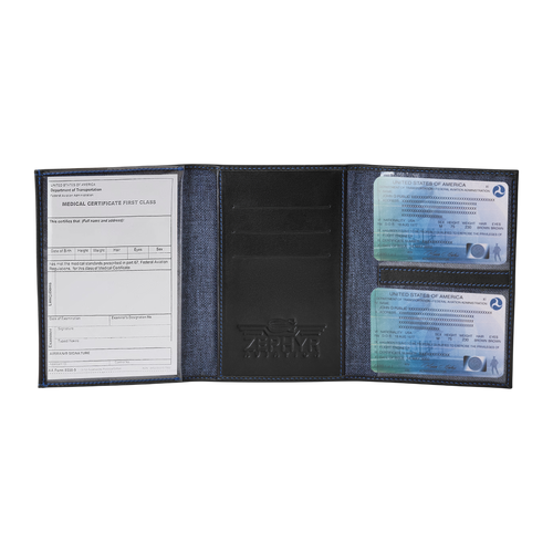 Leather: Standard, Color: Jet Black, Stitching: Denim, Open