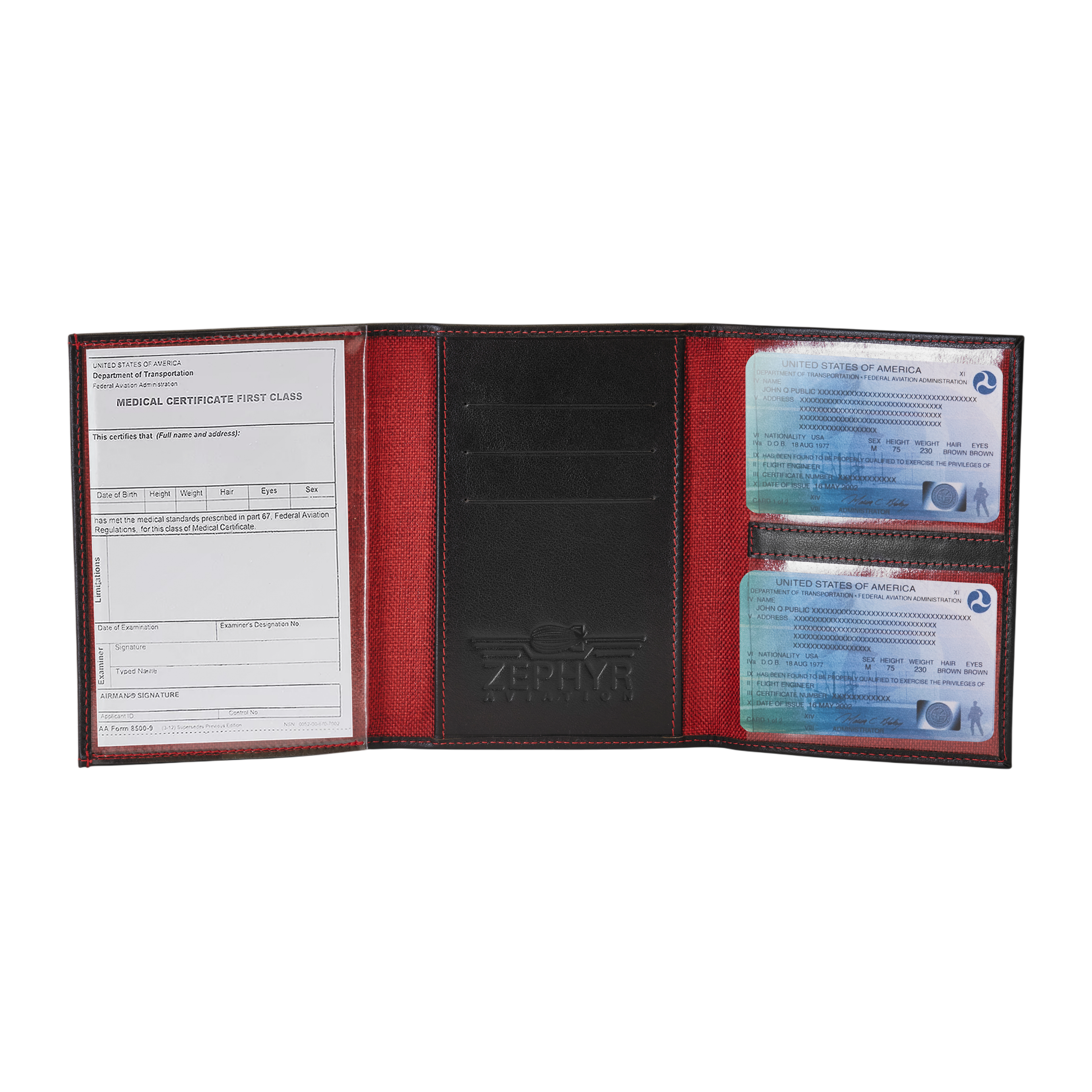Leather: Standard, Color: Jet Black, Stitching: Red, Open