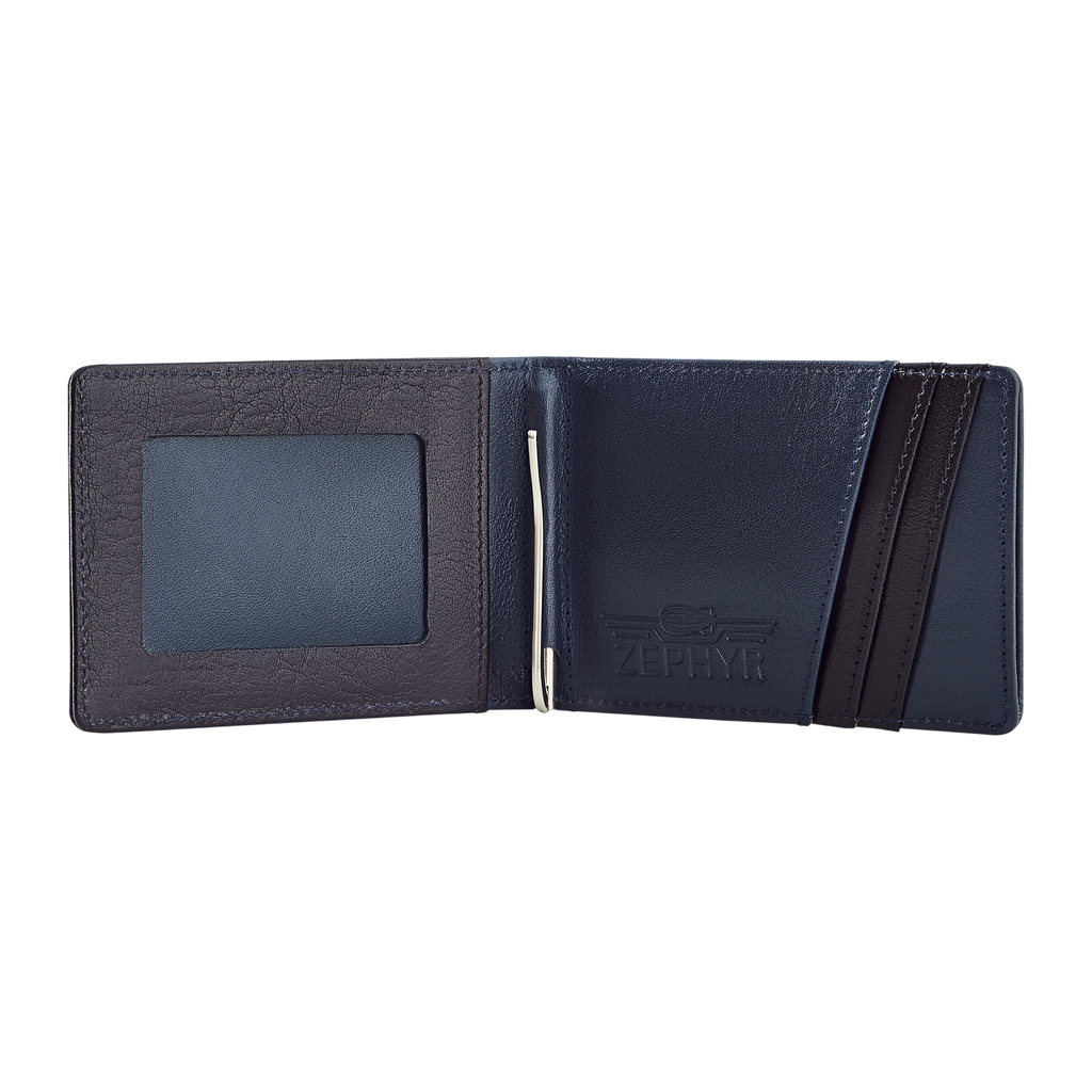 Leather: Meridian, Color: Black / Navy Blue, Open