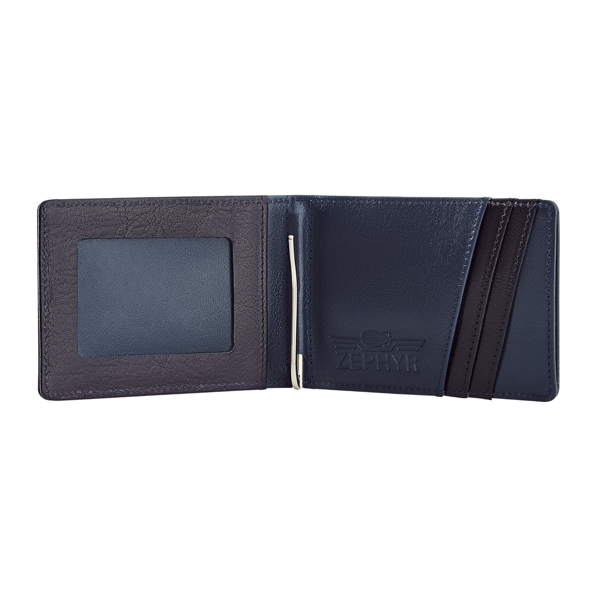 Leather: Meridian, Color: Black / Navy Blue, Open